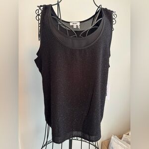 NWT DKNY Black Beaded Scoop Neck Tank Top